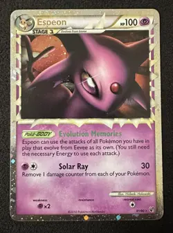 2010 POKEMON ESPEON PRIME 81/90 ULTRA RARE HG&SS UNDAUNTED HOLO FOIL LP/LP+ - Image 2