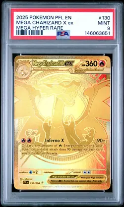 PSA 9 Mega Charizard X EX 130/094 Hyper Rare Pokemon Pfl En-phantasmal Flames - Image 1