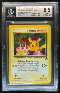 1999 Pokemon Wizards Black Star Promos _____'s Pikachu Birthday Holo #24 BGS 8.5 - Image 1
