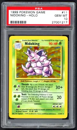 Pokemon Cards - PSA 10 Nidoking 11/102 - Base Set Holo - GEM MT - PSA10 - Image 1