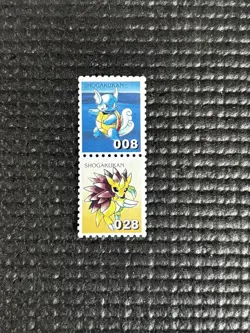 Wartortle & Sandslash Pokemon Stamp Card Japanese Shogakukan Nintendo Game Anime - Image 1