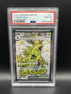 Pokemon TCG Tyranitar ex 211/197 2023 Obsidian Flames PSA 10 GEM MINT FULL ART - Image 1