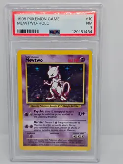 1999 POKEMON GAME #10 MEWTWO-HOLO PSA 7 - Image 1