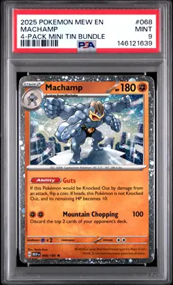 2025 POKEMON PROMO 4-PACK MINI TIN BUNDLE #068 MACHAMP PSA 9 - Image 1