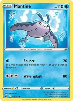 x4 Mantine - 061/264 - Common - Reverse Holo Pokemon SS08 Fusion Strike M/NM - Image 1