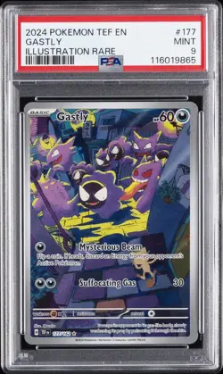 2024 POKEMON TEF EN-TEMPORAL FORCES ILLUSTRATION RARE #177 GASTLY PSA 9 - Image 1