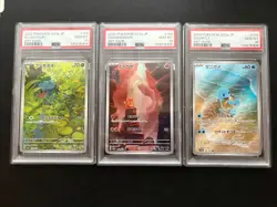 PSA 10 SEQ Bulbasaur Charmander Squirtle AR Set 166 168 170 Pokemon Card 151 JPN - Image 1