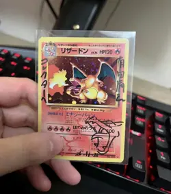 Japanese holographic Charizard Pokemon card (リサートン) - Image 1