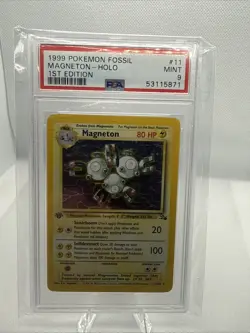 1999 Pokemon Fossil 1st Edition Magneton Holo #11 PSA 9 - Image 1
