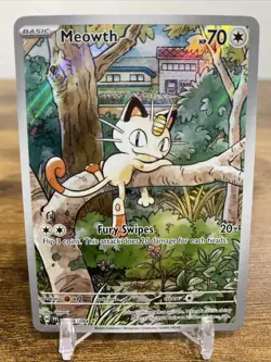 Meowth 106/094 Me02: Phantasmal Flames Special Illustration Holo Pokemon TCG - Image 1