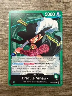 Dracule Mihawk Leader - OP14-020 - One Piece TCG: The Azure Sea's Seven English - Image 1