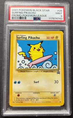 Surfing Pikachu Black Star Promo 28 Pokemon League 2001 PSA 9 - Image 1