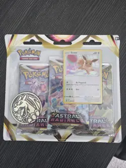 Pokemon TCG Sword & Shield Astral Radiance 3 Pack Blister Eevee Promo Charizard - Image 1