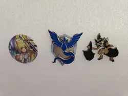 3 X Pokemon Pin Badge Kleavor Team Mystic Lillie GO - Image 1