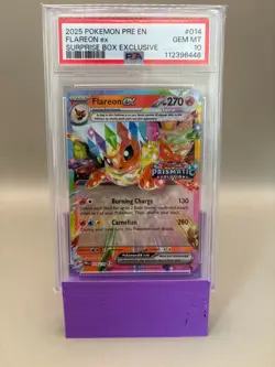 PSA 10 GEM Mint - Flareon Ex #014 Pokemon Prismatic Evolution Surprise Box Stamp - Image 1