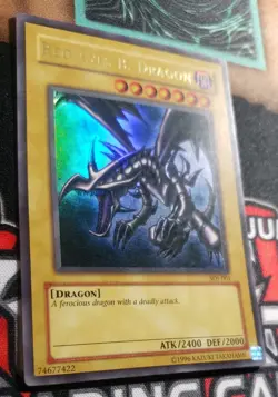 Yu-Gi-Oh! TCG Red-Eyes Black Dragon SDJ-001 Vintage Holo Rare Card 1996 - Image 2