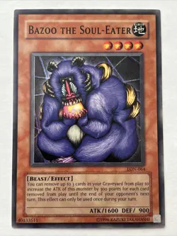 Yu-Gi-Oh! SUPER RARE HOLO CARD BAZOO THE SOUL-EATER LON-064 VINTAGE PRINT LP - Image 1