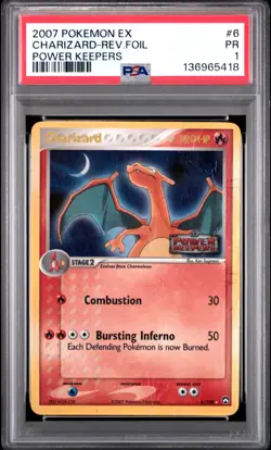 PSA 1 PR 2007 Pokemon EX Power Keepers Charizard STAMPED Reverse Holo Foil 6/108 - Image 1