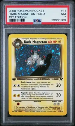 PSA 7 2000 POKEMON ROCKET #11 DARK MAGNETON HOLO 1ST EDITION - Image 1