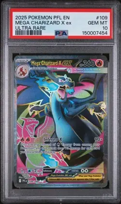 MEGA CHARIZARD X EX #109 PSA 10 2025 POKEMON PFL EN-PHANTASMAL FLAMES ULTRA RARE - Image 2