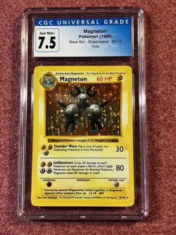Pokemon TCG Magneton Base Set Shadowless 9/102 Holo CGC 7.5 NM Near Mint - Image 1