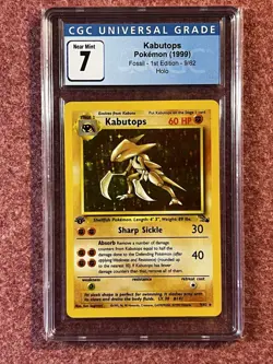 Pokemon TCG Kabutops Holo Rare 1st Edition Fossil 9/62 CGC 7 NM Near Mint - Image 1