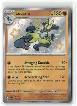 Pokemon TCG Scarlet & Violet Paldean Fates Lucario #174/091 Shiny Rare - Image 1