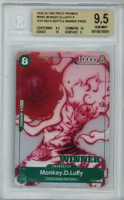 Monkey.D.Luffy Deck 11 Uta Battle Winner One Piece Promotion #P-061 BGS 9.5 - Image 1
