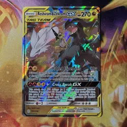 Reshiram & Zekrom GX 157/236 Cosmic Eclipse Ultra Rare Tag Team Pokemon Card LP - Image 1