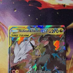Reshiram & Zekrom GX 157/236 Cosmic Eclipse Ultra Rare Tag Team Pokemon Card LP - Image 2