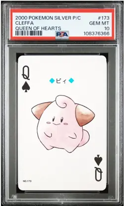 2000 POKEMON SILVER VERSION PLAYING CARDS 173 CLEFFA QUEEN OF HEARTS PSA10 - Image 1