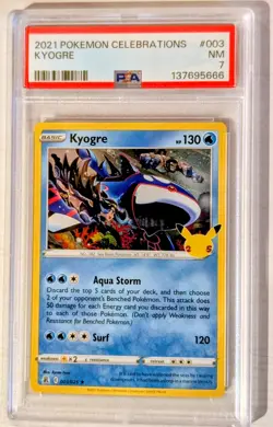 2021 Pokemon Celebrations Kyogre #003 PSA 7 🔥 Cert 137695666 – Unique“666” Cert - Image 1