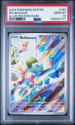 2024 POKEMON SCR EN-STELLAR CROWN ILLUSTRATION RARE #143 BULBASAUR PSA 10 - Image 1