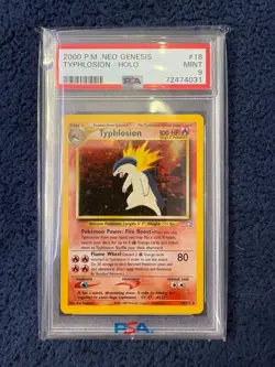 PSA 9 Mint 2000 Typhlosion Holo #18 Pokemon Card – Neo Genesis - Image 1