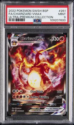 2022 POKEMON SWSH BLACK STAR PROMO #261 FULL ART/CHARIZARD VMAX PSA 9 - Image 1