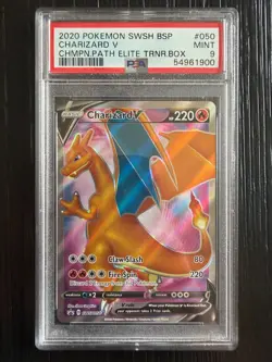 2020 Pokemon Charizard V SWSH050 PSA 9 Mint Champions Path ETB Promo Holo - Image 1