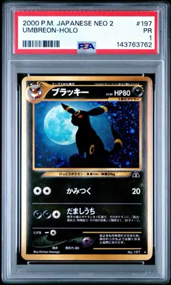 2000 Pokemon Japanese Neo 2 PSA 1 Umbreon Holo #197 NEW SLAB Rare TCG RegradeU - Image 1