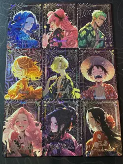 One Piece Collectible Foiled Fireworks Character Anime 18 Waifu Cards CCG - Image 1