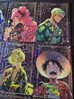One Piece Collectible Foiled Fireworks Character Anime 18 Waifu Cards CCG - Image 3