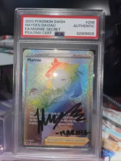 Marnie Secret Rare Pokemon 208/202 Sword and Shield 2020 Autographed - Image 1