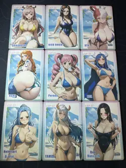 One Piece 9 x Collectible Character Anime Waifu Cards CCG Beach Blue Swimsuit - Image 1
