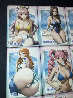 One Piece 9 x Collectible Character Anime Waifu Cards CCG Beach Blue Swimsuit - Image 2
