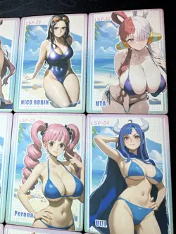 One Piece 9 x Collectible Character Anime Waifu Cards CCG Beach Blue Swimsuit - Image 3