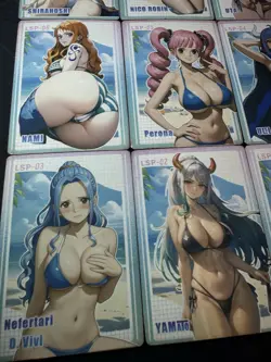 One Piece 9 x Collectible Character Anime Waifu Cards CCG Beach Blue Swimsuit - Image 5