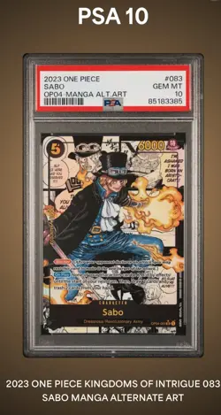 2023 ONE PIECE OP04-KINGDOMS OF INTRIGUE MANGA ALTERNATE ART #083 SABO PSA 10 - Image 1