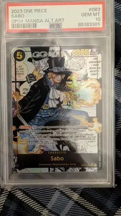 2023 ONE PIECE OP04-KINGDOMS OF INTRIGUE MANGA ALTERNATE ART #083 SABO PSA 10 - Image 2