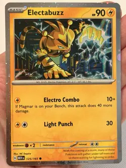 HD HOLO SWIRL 🌀 Electabuzz 125/165 Cosmos Holo Rare Promo 151 Pokemon Card NM - Image 2