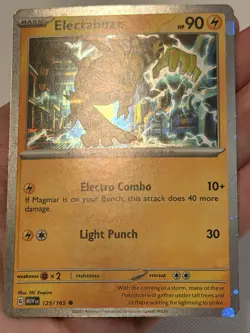 HD HOLO SWIRL 🌀 Electabuzz 125/165 Cosmos Holo Rare Promo 151 Pokemon Card NM - Image 3