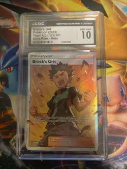 Pokemon Brock's Grit 172/181 Team Up Ultra Rare Full Art Holo Card - Image 1