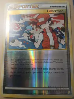 Pokemon TCG Fisherman 92/123 HeartGold SoulSilver Reverse Holo Card #92 Pokemon - Image 1